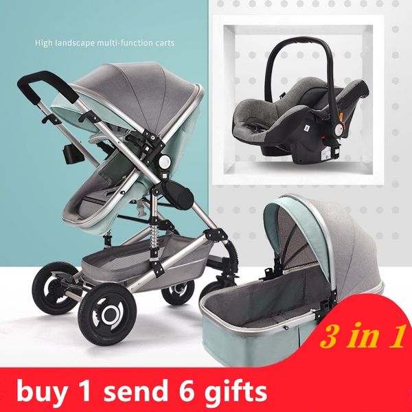 

2018 new luxury high landscape baby stroller 3 in 1 infant trolley carriage baby pram summer and winter carts with car seat