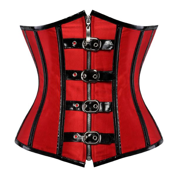 

gothic spiral steel boned underbust corset zip waist trainer cincher lace up steampunk corsets and bustiers plus size s-2xl, Black;white
