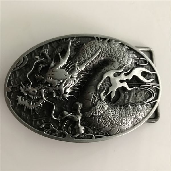 

1 pcs oval silver dragon buckle hebillas cinturon men's western cowboy metal belt buckle fit 4cm wide belts, Slivery;black