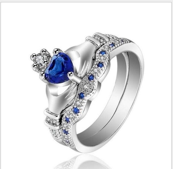 

mosaic blue zircon lady fashion ring, Silver