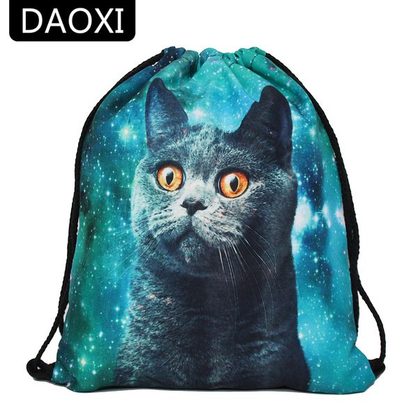 

daoxi women drawstring bags 3d cat printed cute animal fashion backpacfor travel