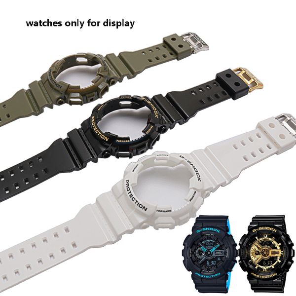 

rubber watchcase strap for men's and women's suits replaced by ga-110 100 gd-120gd100, Black;brown