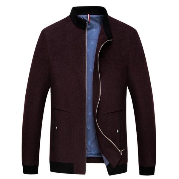 

plus size mens slim fit long new fashion casual wool coat men winter, Black