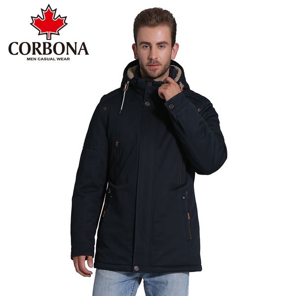 

corbona winter men jacket coat thick warm slim casual jacket overwear fashion male coat parka brand clothing overcoat, Black