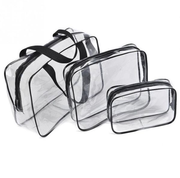 

3pcs/set pvc transparent storage bag zip lock plastic bags waterproof makeup wash makeup bag cosmetic toiletry organizer pouch