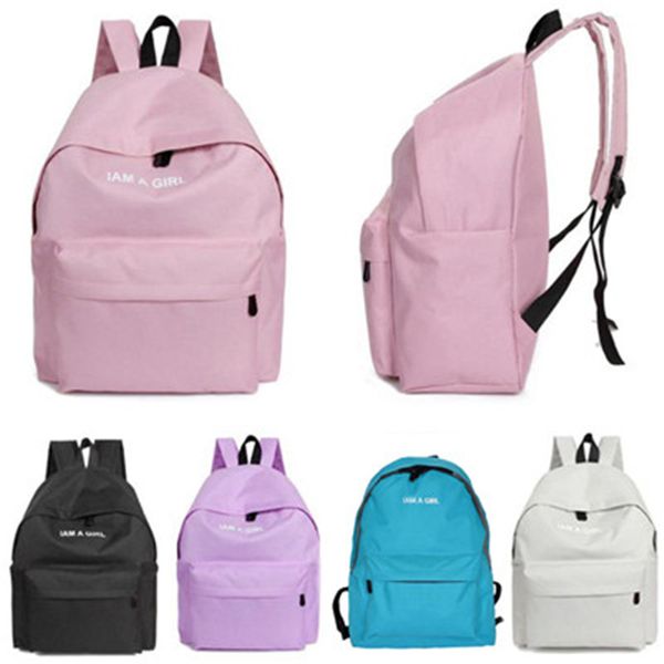 

teenage girls canvas solid zipper school bag travel backpack satchel women shoulder rucksack star the same paragraph b#dropship