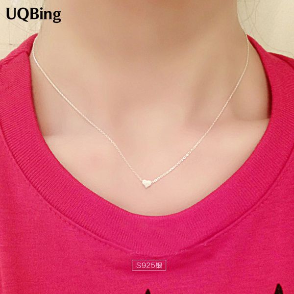 

drop shipping 925 sterling silver chain necklaces heart pendants&necklaces jewelry collar colar de plata