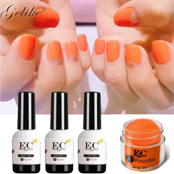 

gelike 10g/box nude color dipping powder without lamp cure nails dip powder gel nail natural air dry for nail salon, Silver;gold