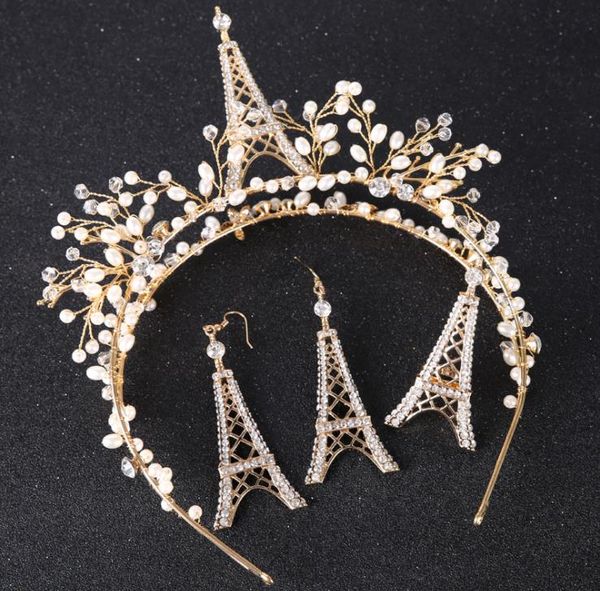 

handcrafted tower gold crown handcrafted hoop earring ring bridal headwear, Silver