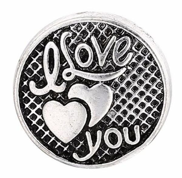 

30pcs/lot diy noosa i love you white rhinestone snap jewelry round alloy 18mm snap buttons jewelry fit snap bracelet necklace, Bronze;silver