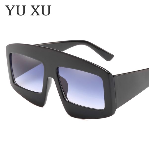 

yu xu new personalized irregular sunglasses women brand designer square sunglasses men large frame gradient sunglasses h95, White;black