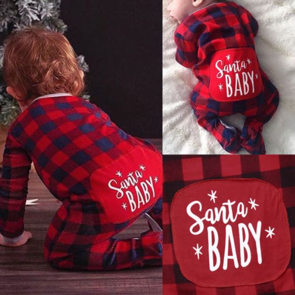 

christmas baby boys girl xmas gifts red plaid romper jumpsuit toddler girls kids cotton rompers playsuit overalls outfit clothes y18102907, White