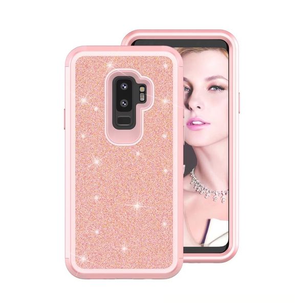 

for iphone x case 3in1 defender case flash powder back glitter sparkly bling for samsung phone case