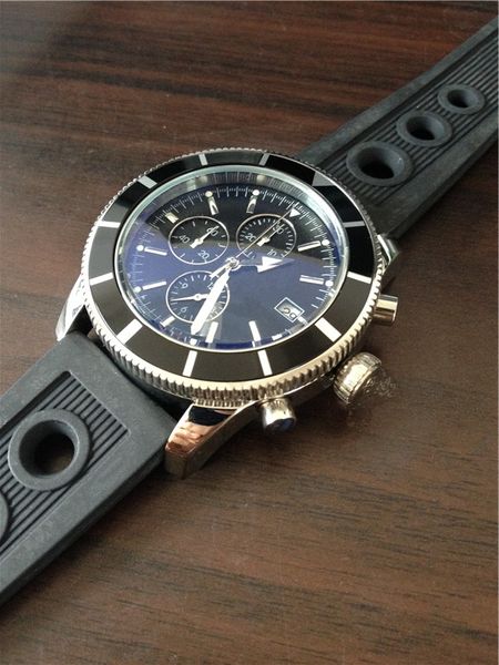2016 Hot venda Man cronógrafo relógio de qualidade superior quartzo data cronômetro elástico preto relógios mostrador preto 206