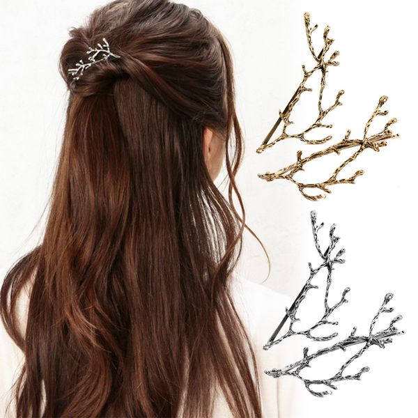 2019 Pair Hot Golde Silver Tree Branches Metal Fashion Women