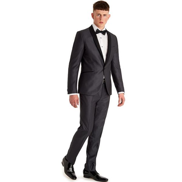 

selling groomsmen shawl lapel groom tuxedos one button men suits wedding prom man blazer bridegroom jacket pants bow ti2894, Black;gray