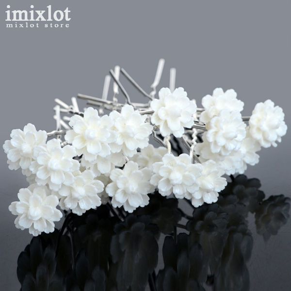 2019 Imixlot White Lotus Flower Hairpins Bridal Hair Accessories