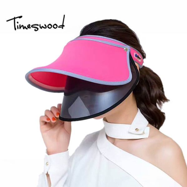 

timeswood] women's travel sun hats summer visor caps wild pink red blue color beach sunscreen uv sunhat 2017 woman fashion, Blue;gray