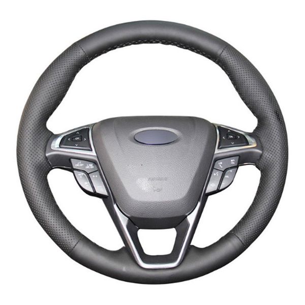 

leather steering wheel hand-stitch on wrap cover for ford fusion mondeo edge
