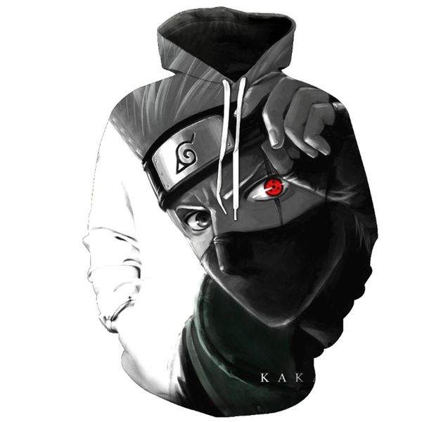 2018 New Fashion Felpe con cappuccio da uomo di marca Kakashi Felpa maschile 3D Felpa con cappuccio Hip Hop Manica lunga Autunno Inverno Felpa con cappuccio da uomo Pullover