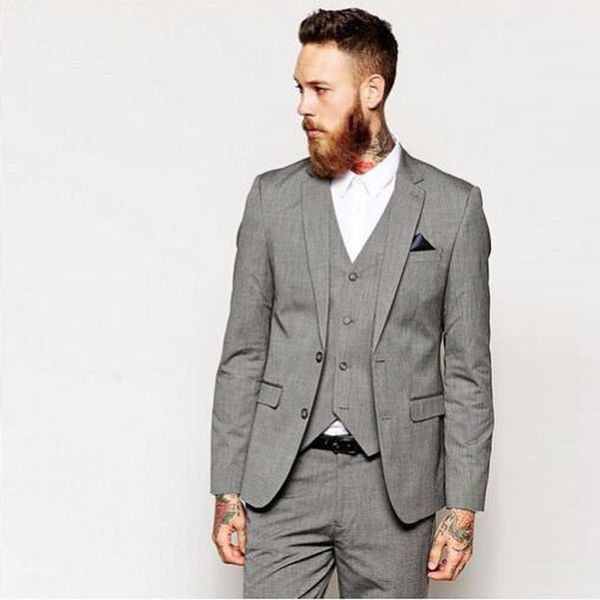 

italian grey men suits business trim fit groom wedding suits custom made vest pants tuxedos man blazer costume homme jacket 3 piece, Black;gray