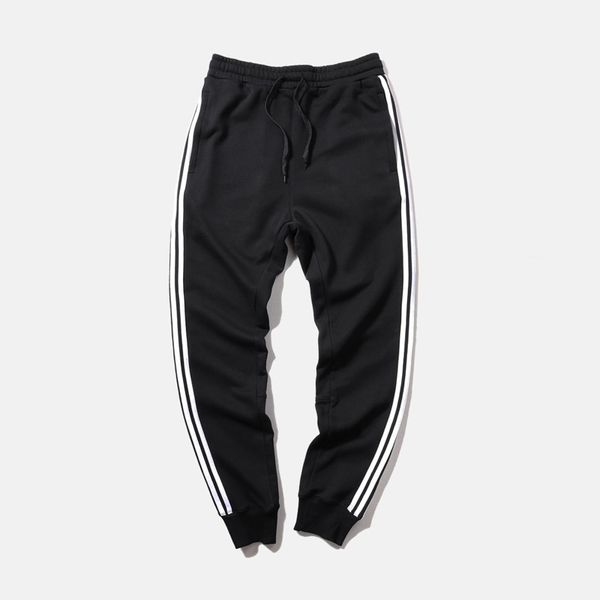 

eosnyx men's joggers 100% pure cotton sportswear sweatpants men fitness workout pants stripe long trousers pantalon hombre, Black