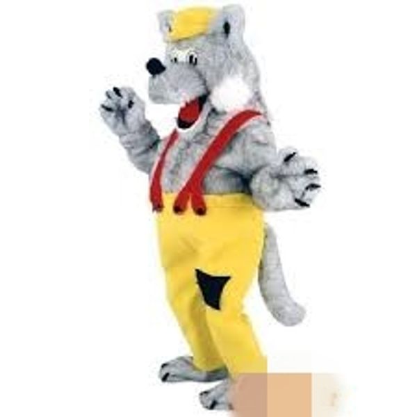 

custom grey wolf mascot costume ing, Red;yellow