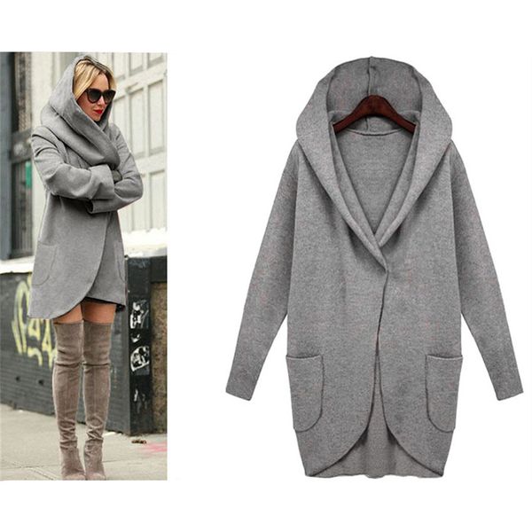 

2018 winter coat women trench coats pocket long sleeve hooded women overcoat cotton blend cardigans hoodies coat plus size 5xl s18101203, Tan;black