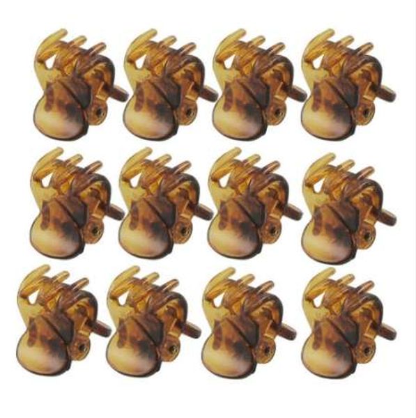 

12 pcs lovely brown plastic mini hairpin 6 claws hair clip clamp for ladies, Black;brown