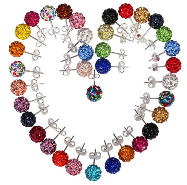 

2018genuine кристалл disco ball lady s925 silver шамбала стад 18k серьги 8 / 10мм, Golden;silver