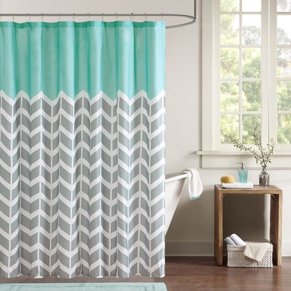 Acheter Rideau De Douche En Option Multicolore Simple Classique Chevron Pattern Bleu Gris Blanc Peinture Polyester Tissu Salle De Bains Set De 3493