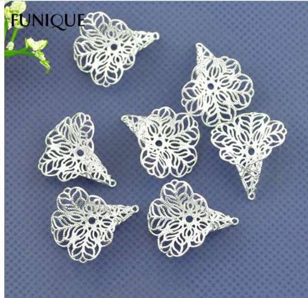 

funique silver plated flower filligree bead caps jewelry findings fit 18-24mm beads for making bracelet jewelry 28x24mm, Bronze;silver
