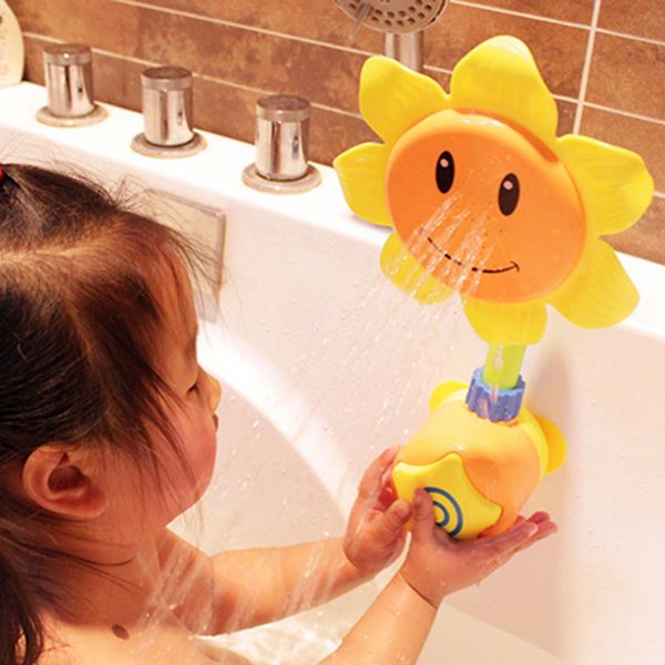 

sunflower water flow spray shower head baby kids toddler bath play bathing toys