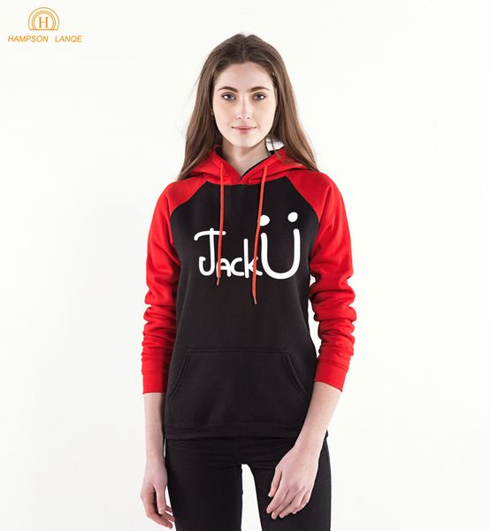 

jack u funny sweatshirts hoodies women 2018 spring autumn cute women's raglan hooded harajuku long sleeve hooded brand tracksuit, Black
