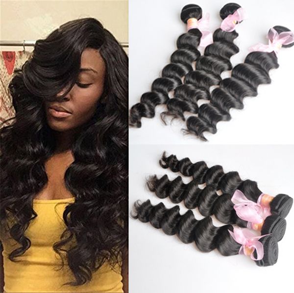 

brazilian more wavy loose deep curly unprocessed human virgin hair weaves 8a quality remy human hair extensions dyeable 3bundles/lot, Black