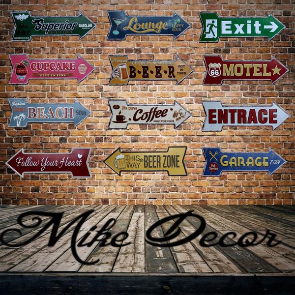 

mike86 ] coffee beer garage cupcake exit vintage arrow irregular tin sign gift craft wall plaque cafe supermarket decor yc-649