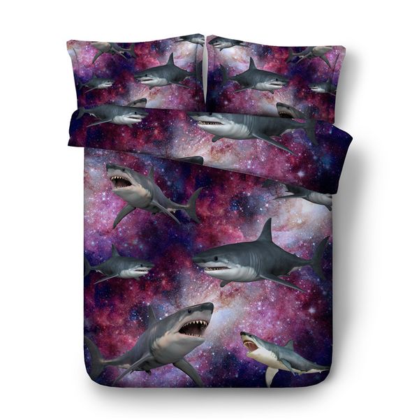 3d Printed Purple Shark Bedding Set Twin Full Queen King Size