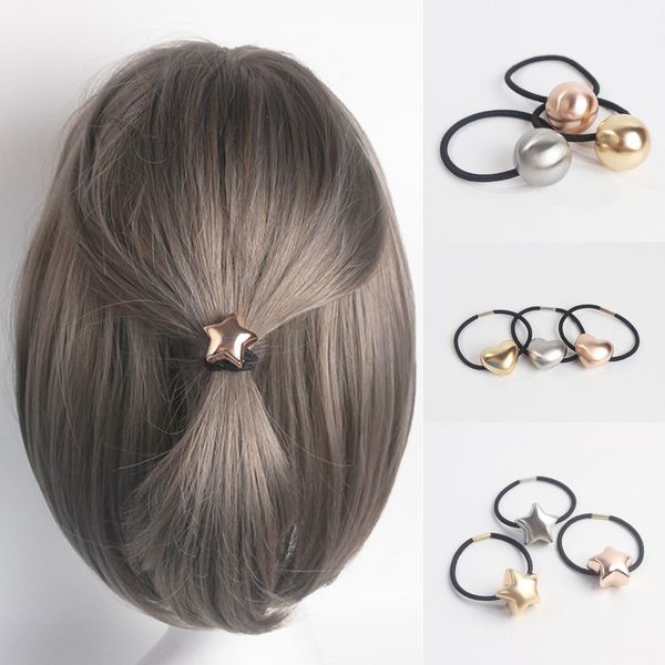 

1pc girl children elegant stylish ball star heart hair rope ponytail holder bun maker simple woman elastic hairstyle accessories
