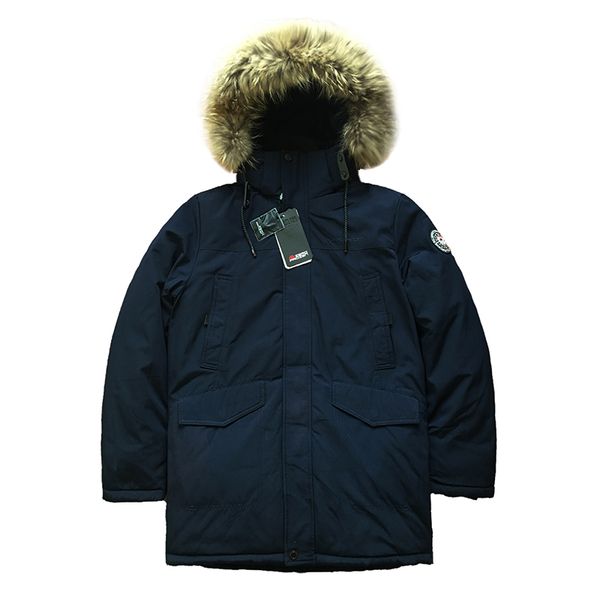 

2018 men winter coat parka alaska thick padded coat jacket fur hood long warm mens winter parkas russian size, Black