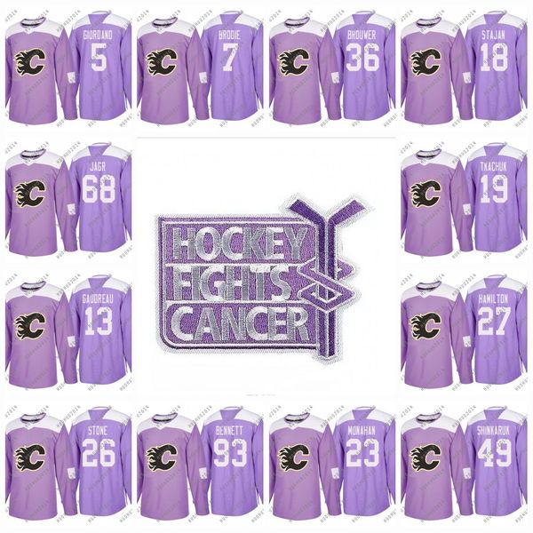 

Youth Calgary Flames 2018 Fights Cancer Johnny Gaudreau Jaromir Jagr Matthew Tkachuk Curtis Lazar Freddie Hamilton Hamilton Hockey Jerseys