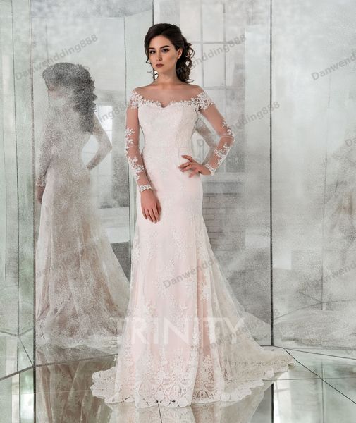 

grace white&pink champagne sleeves applique mermaid wedding dresses bridal pageant dresses wedding attire dresses custom size 2-16 zw713261