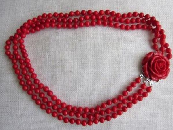 Genuine Red Coral Gemstones Collar \ Colar \ Bib com fecho de rosa