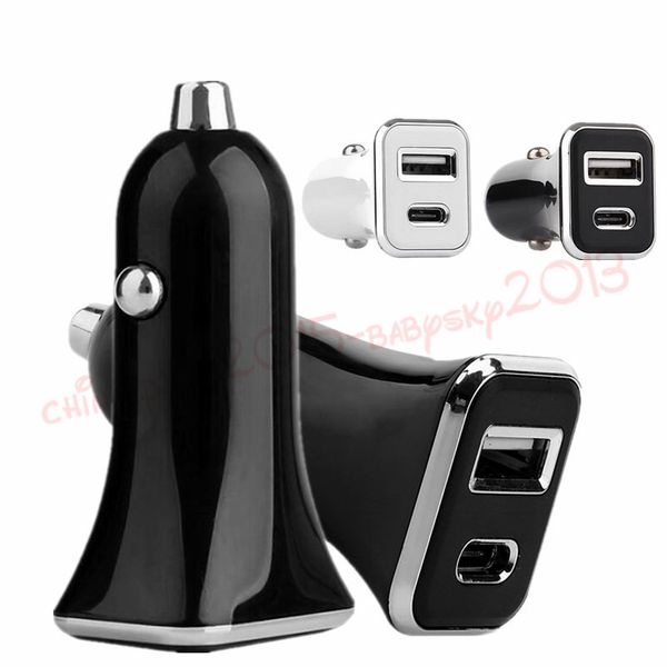 

mini micro auto car charger dual ports type c 3.1a car chargers adapter for samsung s8 s9 gps headphone speaker tablet pc