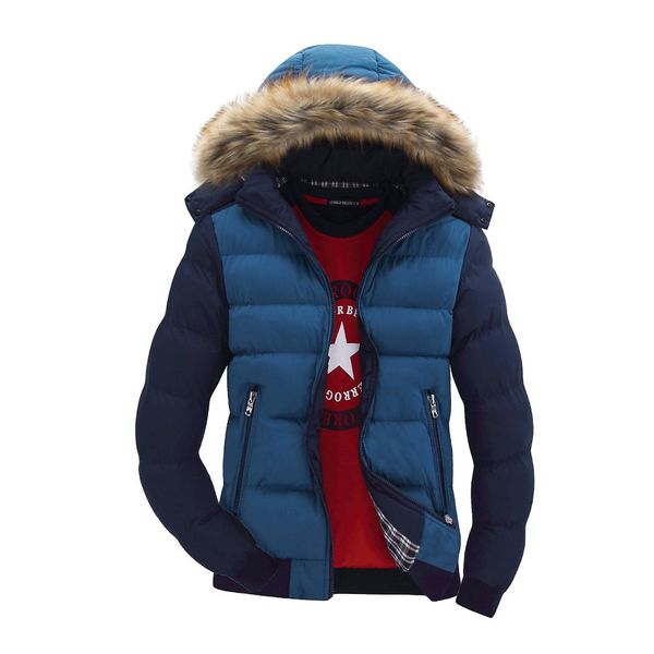 

winter jacket men 2017 cotton padded warm thicken short jacket coat clothing stand collar male solid parkas coat, Black