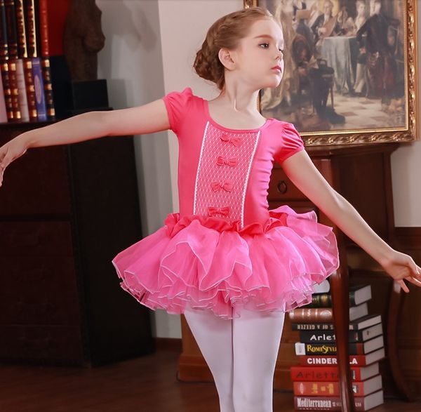 

short/long sleeved ballerina child clothes ballet dance dress bow-knot swan lake ballet costume professional dress f girl, Black;red