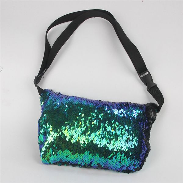 

outdoor sports casual double color sequins chest bag decorative portable storage bag multi-function fish scales pockets #2a