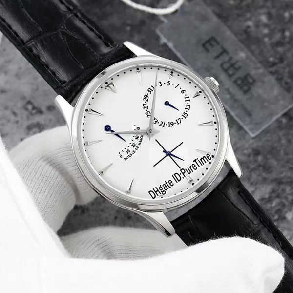 

new etf v2 edition master ultra thin 1378420 steel case white dial day date cal.938 automatic mens watch black leather strap watches, Slivery;brown