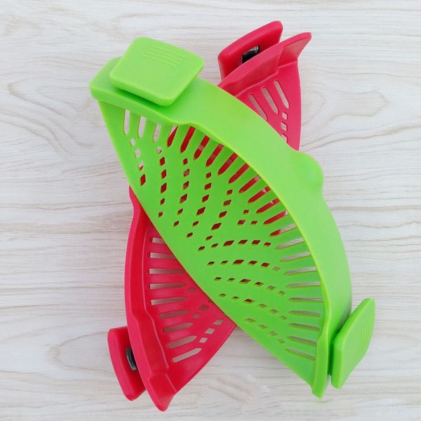 

6 colors kitchen silicone strainer wash kitchen food clean clip-on snap strainer colander liquid separate