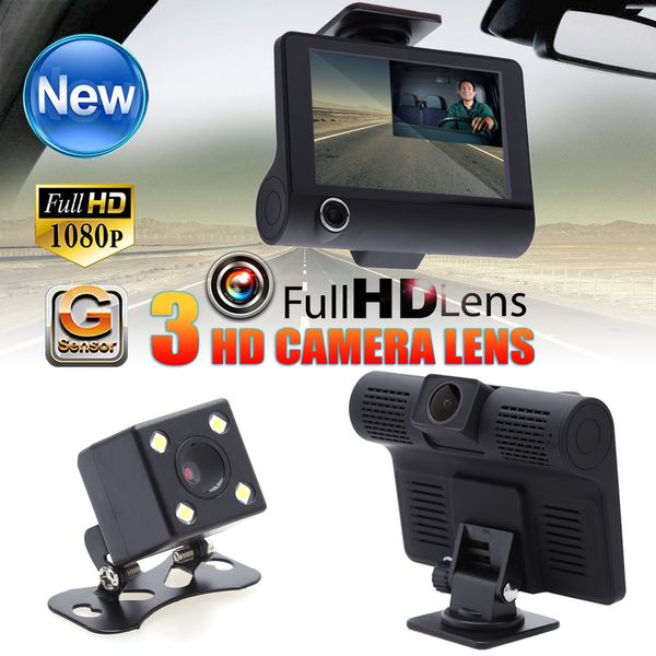 

4 inch dual lens 1080p car dvr rearview video dash cam recorder camera g-sensor high-definition car video player me3l