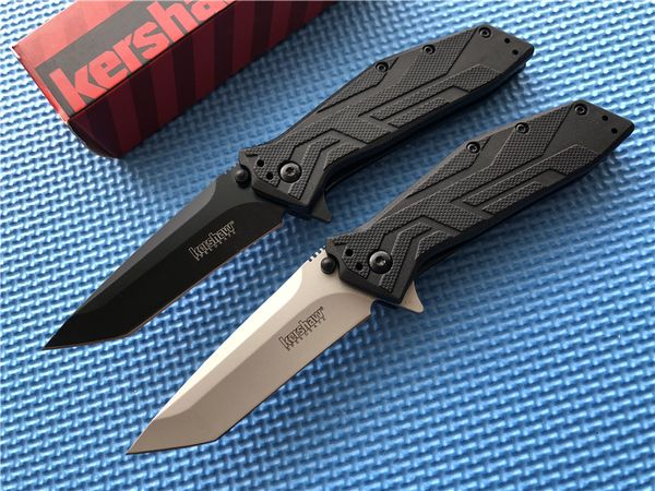 

Kershaw Brawler Assisted Opening Knife (3.25" Black) 1990 flipper 8Cr13MOV Blade Tanto edge GFN Handle Folding knives